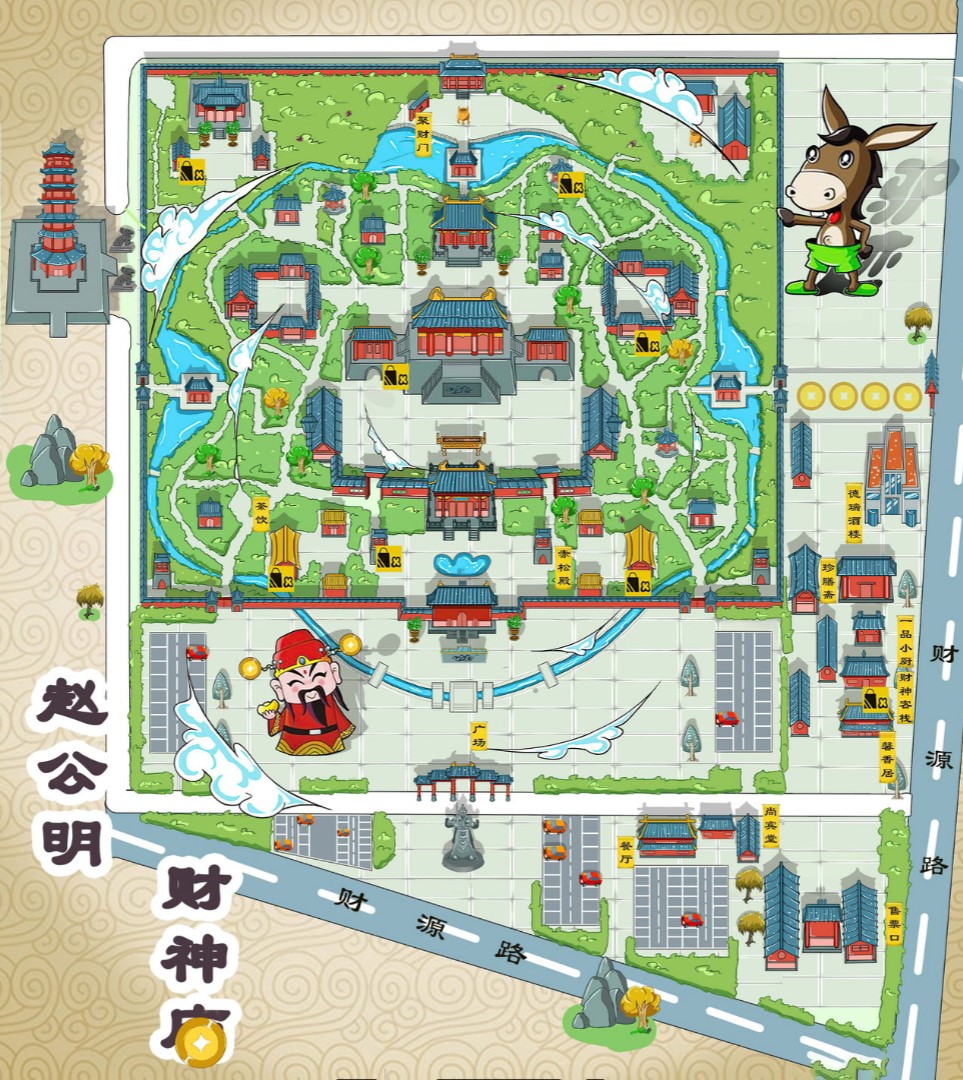 龙江寺庙类手绘地图